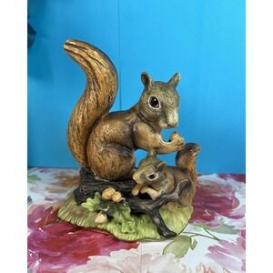 Royal Crown Squirrel With Her Baby Figurine signed by J. Byron,A Charming Mother